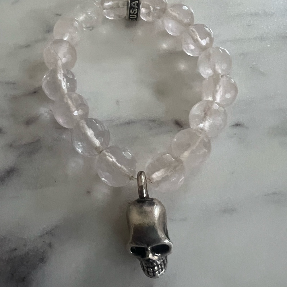 King Baby Studio rose quartz and silver bracelet